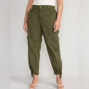 High Waisted Barrel Leg Cargo Ankle Pant